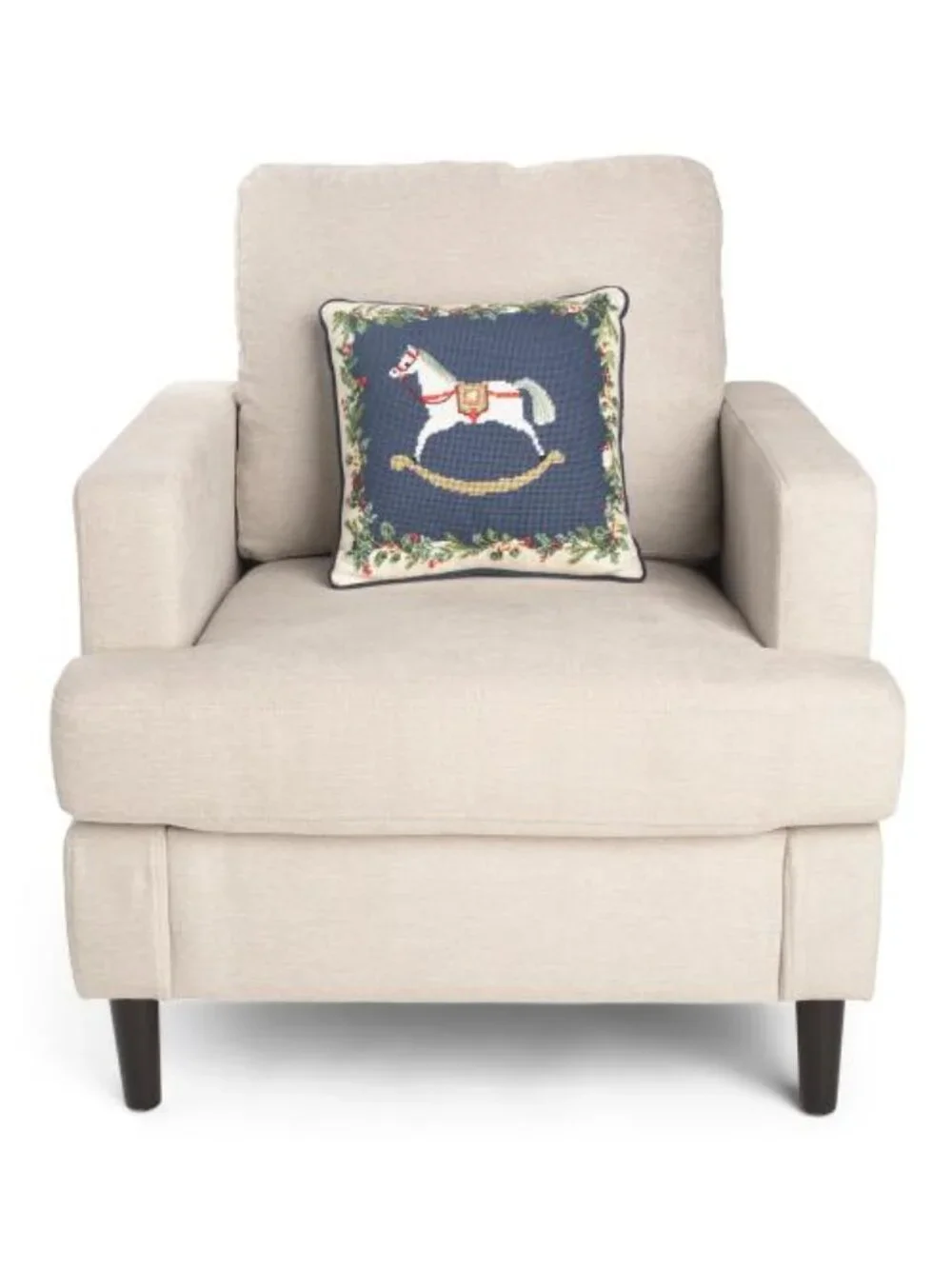 MARTHA STEWART 14x14 Vintage Rocking Horse Needlepoint Pillow